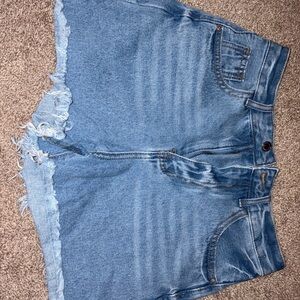 SHEIN Light Blue Frayed Hem Jean Shorts